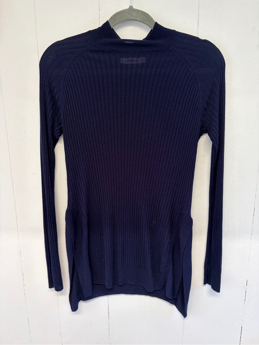 Zara Women’s Navy Ribbed Long-Sleeve Sweater